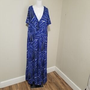 Lane Bryant Blue and White Maxi Dress